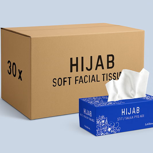 Hijab Soft Facial Tissue – 200 Pulls, 2 Ply – Elegant Floral Blue Design/ 1 Carton 30 Box