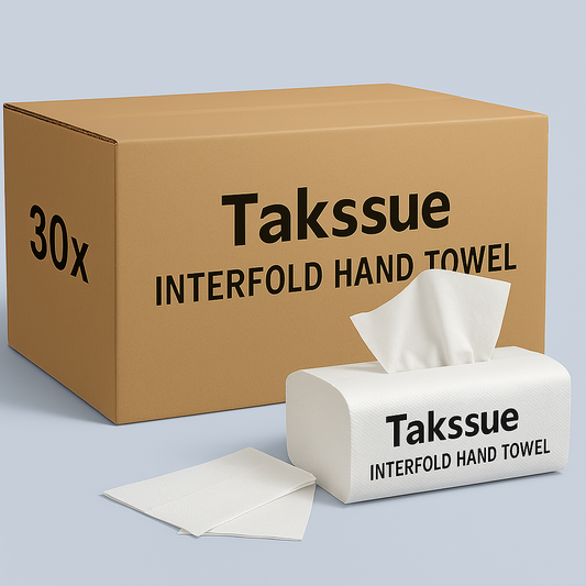 Takessue Interfold Hand Towel – 150 Sheets, 1 Ply | 1 Carton (30 Packets)