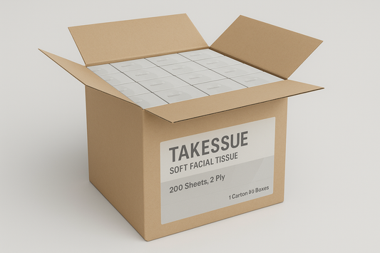 Takesue Premium Facial Tissue Box – 200 Pulls, 2 Ply – Luxurious Quilted Design 1 Carton 30 Boxes
