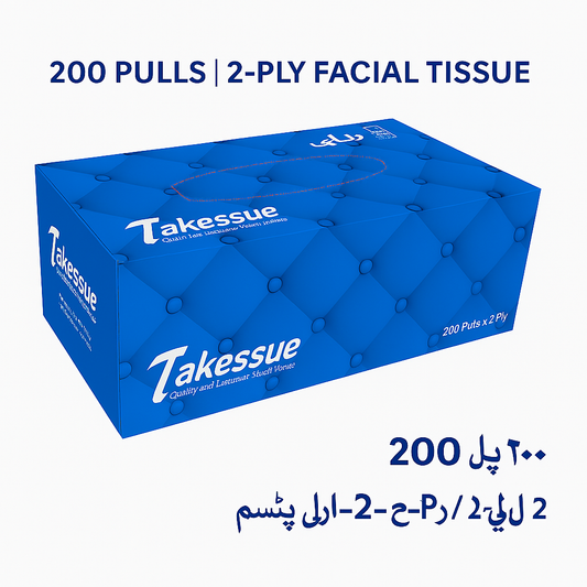 Takessue Soft Facial Tissue – 200 Pulls, 2 Ply | 1 Carton (30 Premium Tissue Boxes)